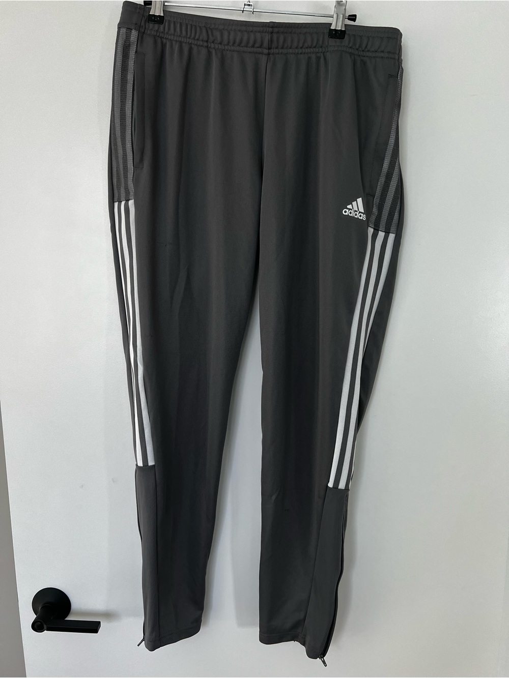 Adidas Tiro Track Pants Mens Large Grey White Primegreen Soccer Training Joggers